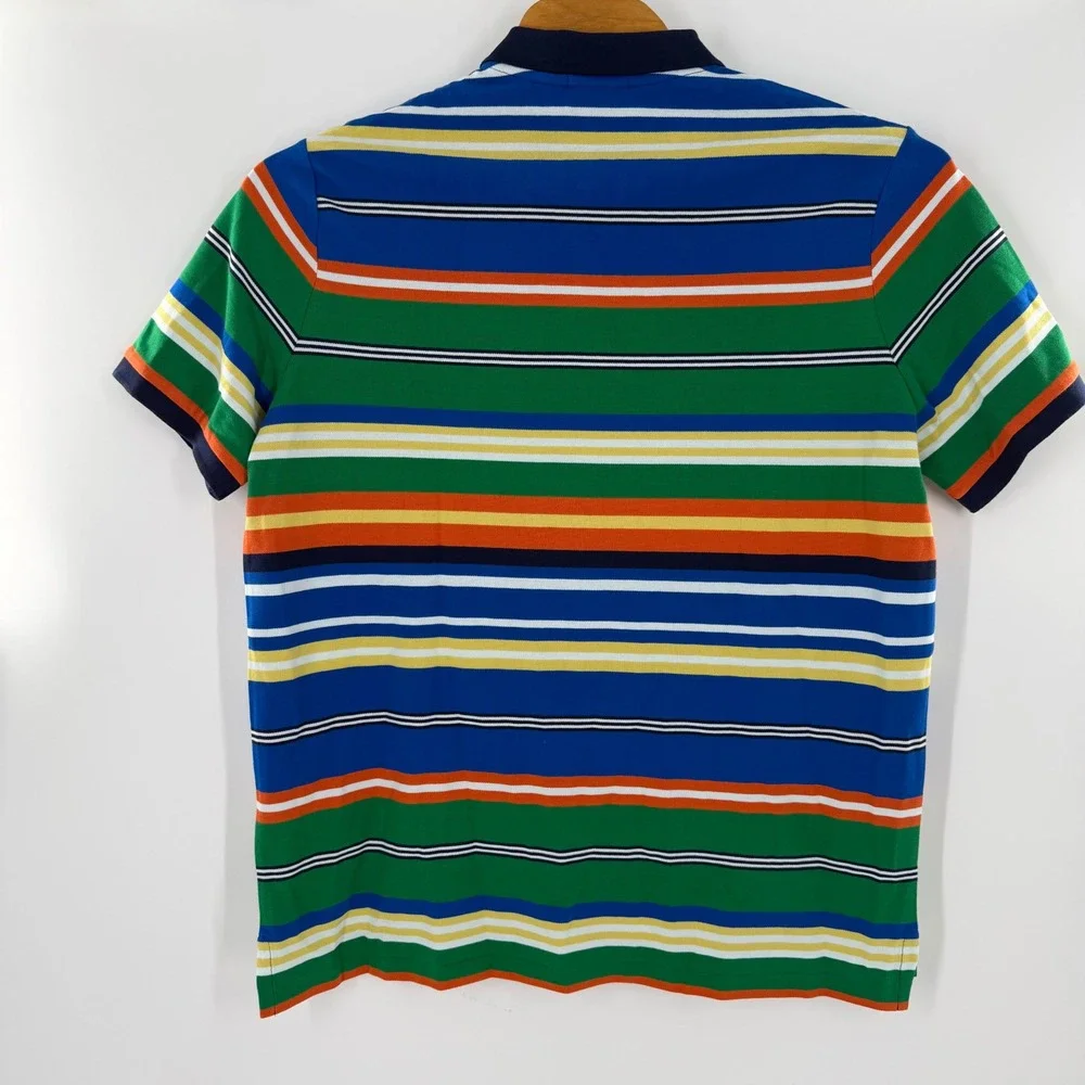 Polo Ralph Lauren Mens XL Classic Fit Striped Cotton Mesh Polo Shirt Multi Color